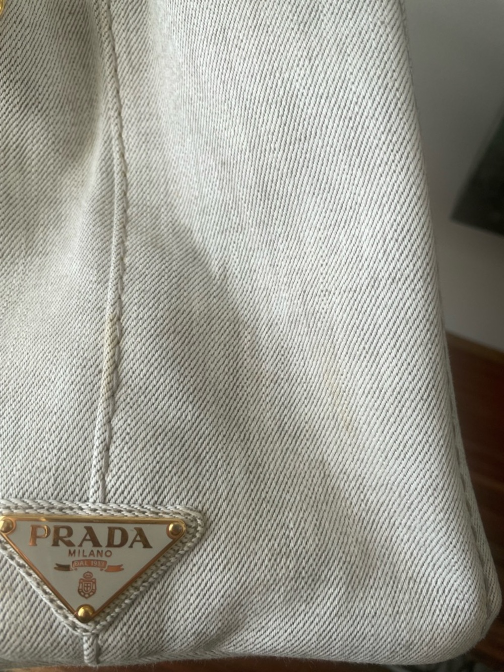PRADA Gray Canvas Tote with Original Shoulder Strap - Picture 12 of 14